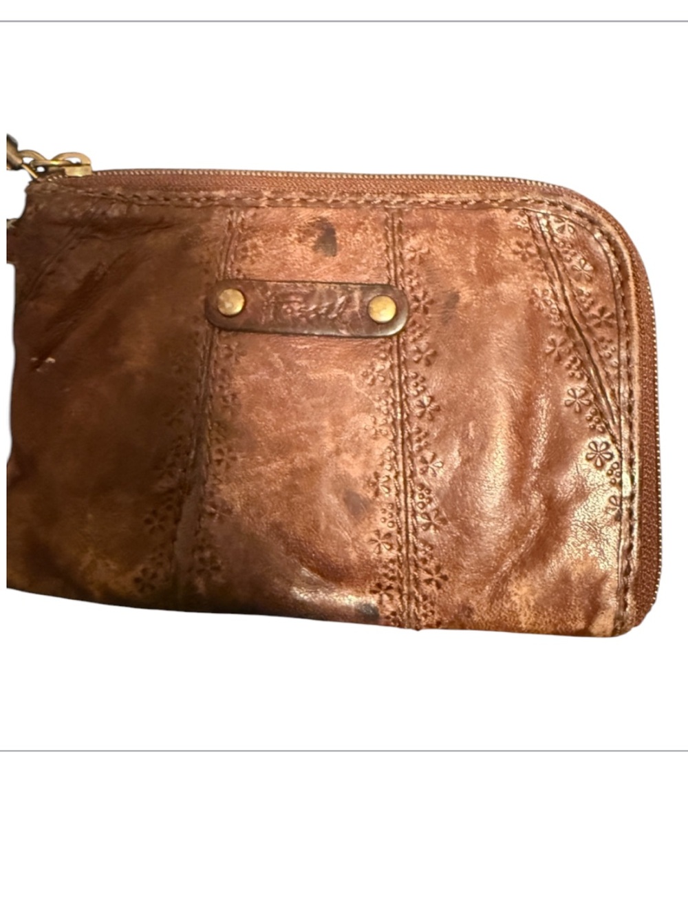 Vintage Fossil Brown Leather Wristlet Wallet - Unbranded